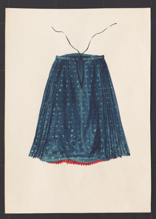 Kresba – sukňa modrotlačová