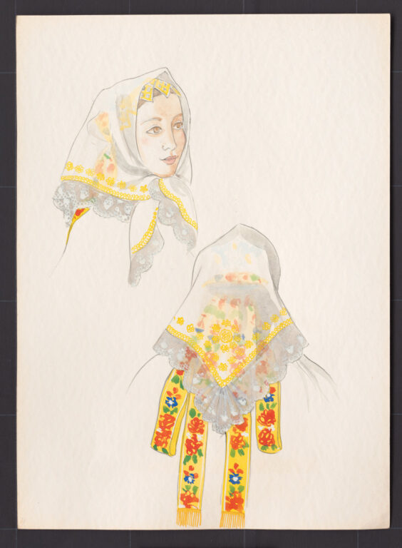 Kresba – šatka – úprava na hlave