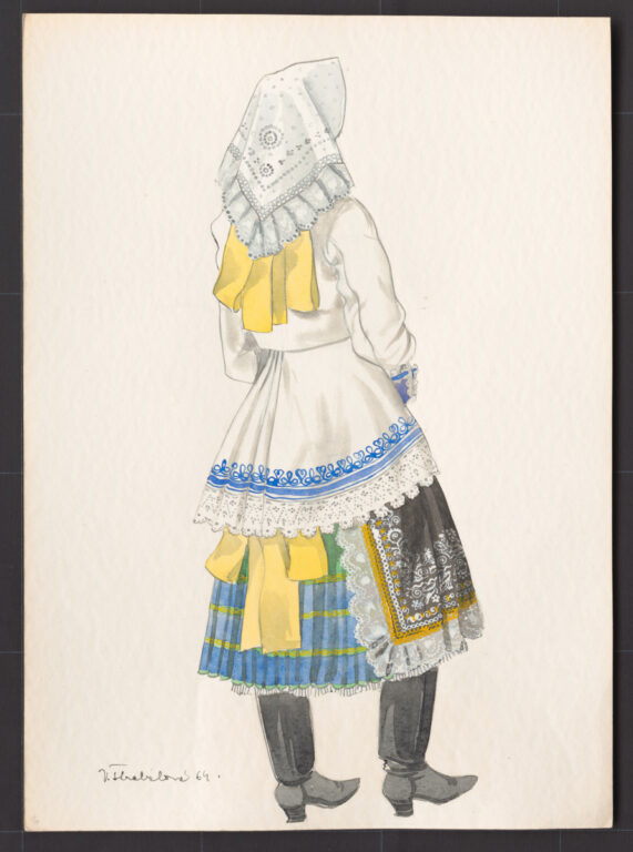 Kresba – odev ženský sviatočný zimný