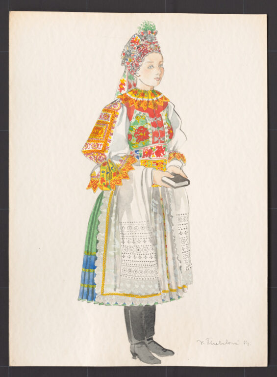 Kresba – mladucha v odeve na sobáš