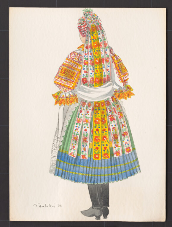 Kresba – mladucha v odeve na sobáš