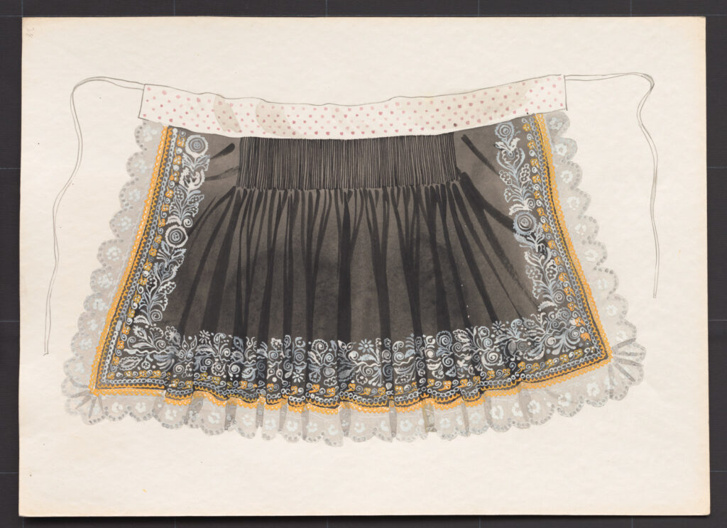 Kresba – zástera sviatočná – predná