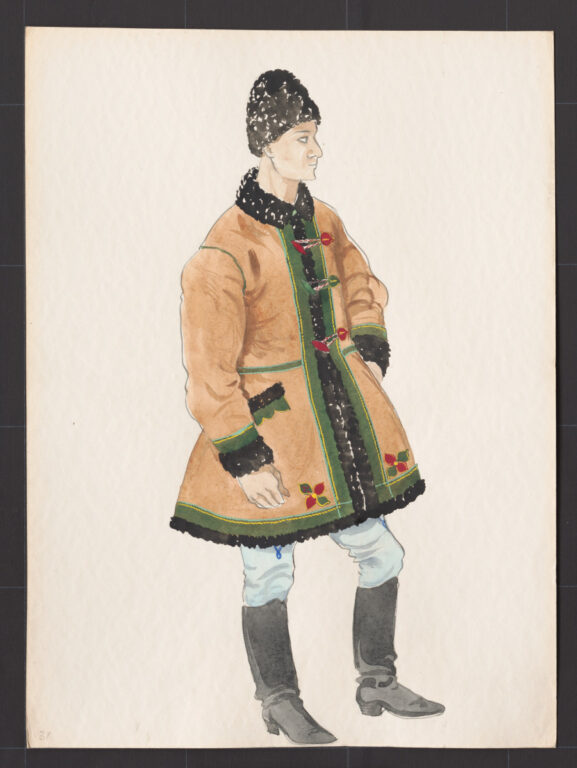 Kresba – muž v kožuchu