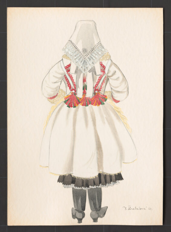 Kresba – žena v kožuchu