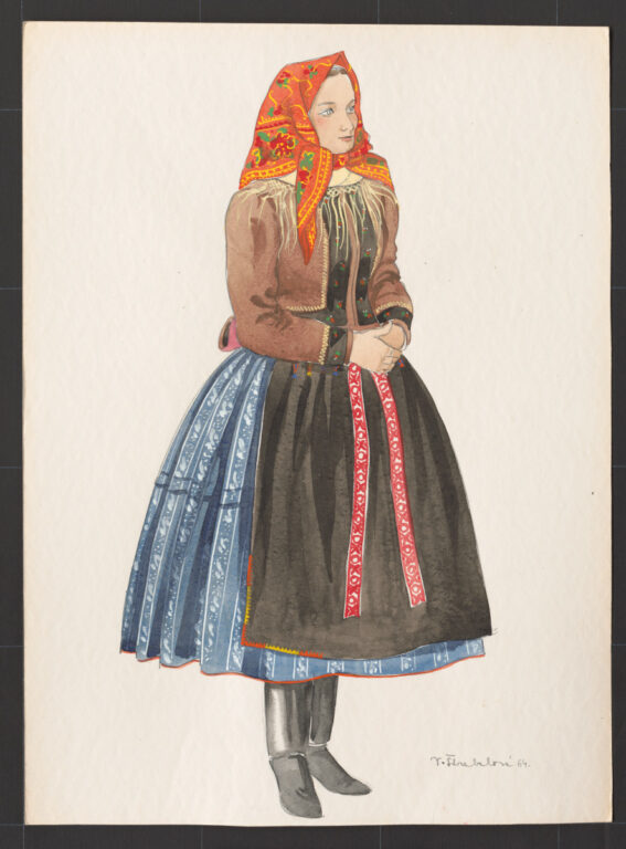 Kresba – odev ženský sviatočný zimný