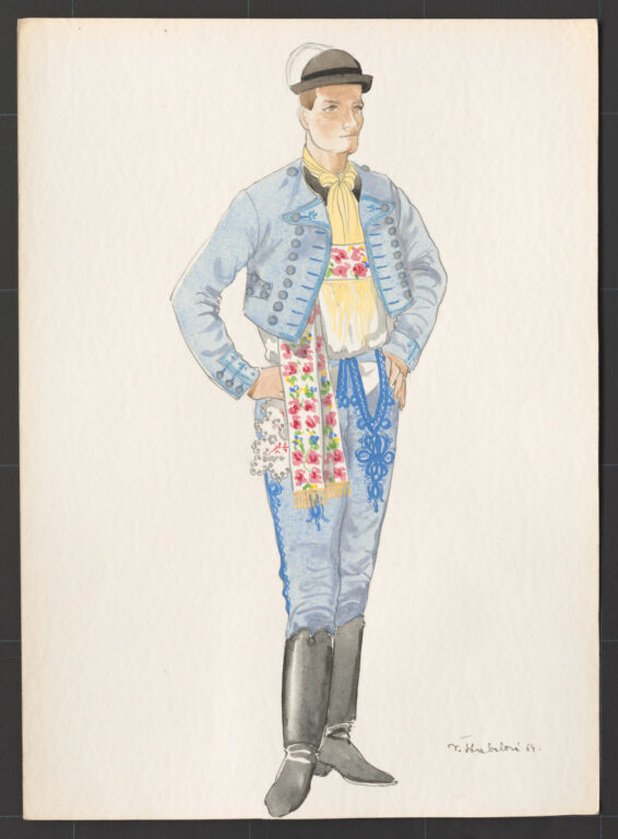 Kresba – odev mužský sviatočný  zimný