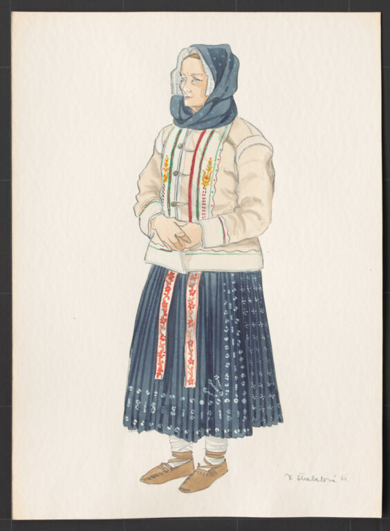 Kresba – odev  ženský zimný