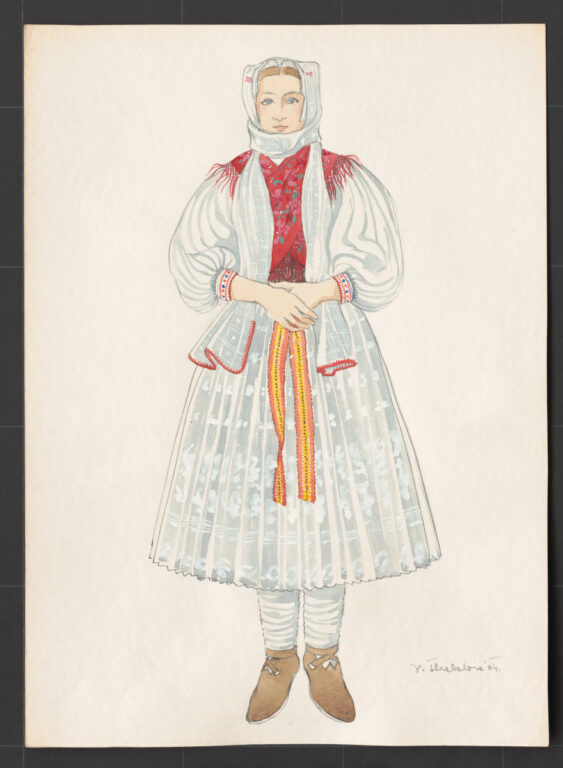 Kresba – odev mladuchy po začepčení