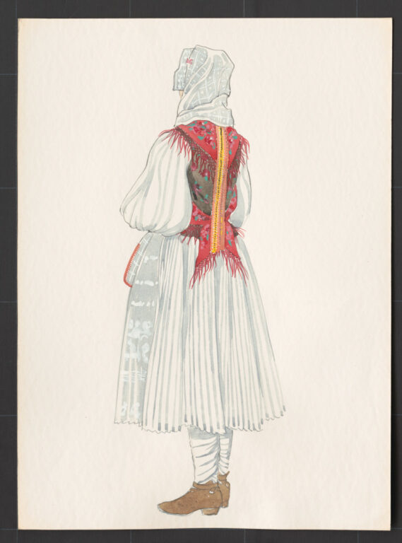 Kresba – odev mladuchy po začepčení