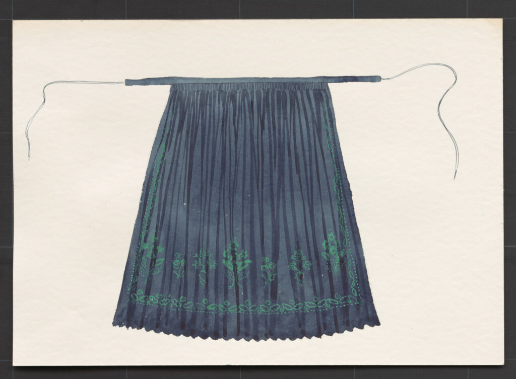 Kresba – zástera ženská modrotlačová