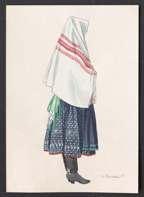 Kresba – žena v plachte