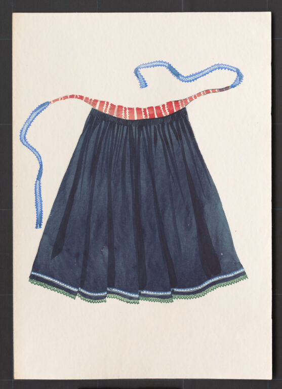 Kresba – zástera ženská modrotlačová