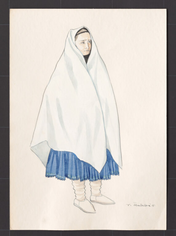 Kresba – žena v plachte