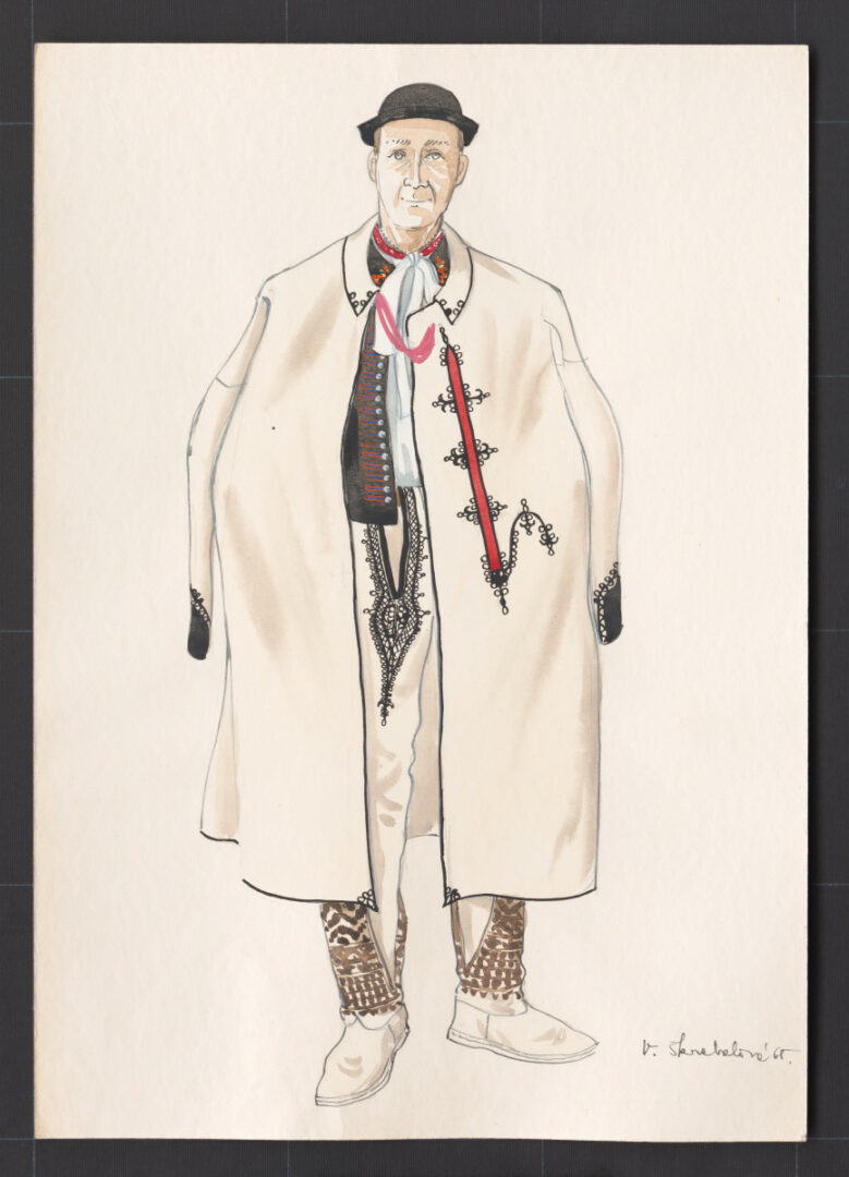 Kresba – muž v kabanici