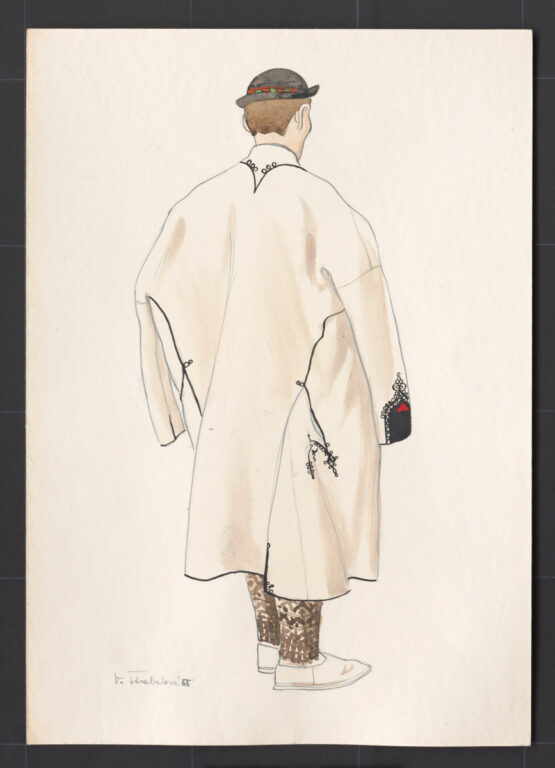 Kresba – muž v kabanici