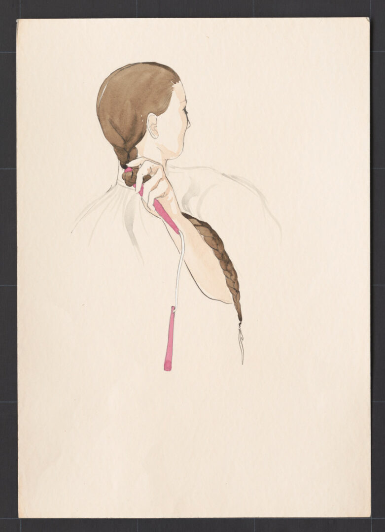 Kresba – účes ženský – postup česania – pokračovanie