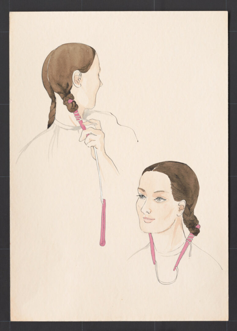 Kresba – účes ženský – postup česania – pokračovanie