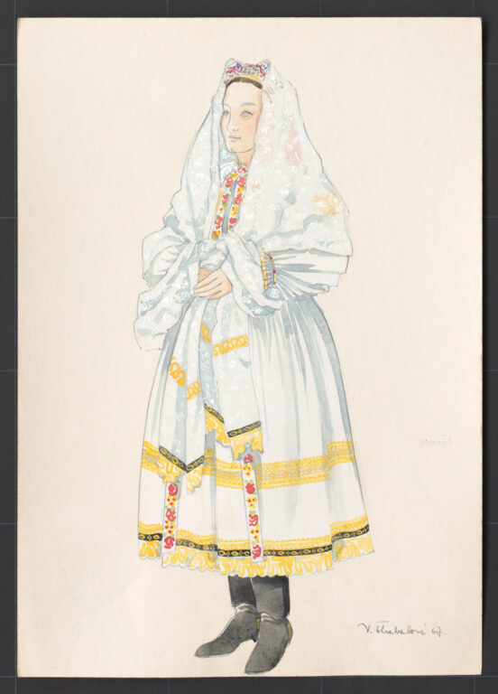 Kresba – odev mladuchy na úvod