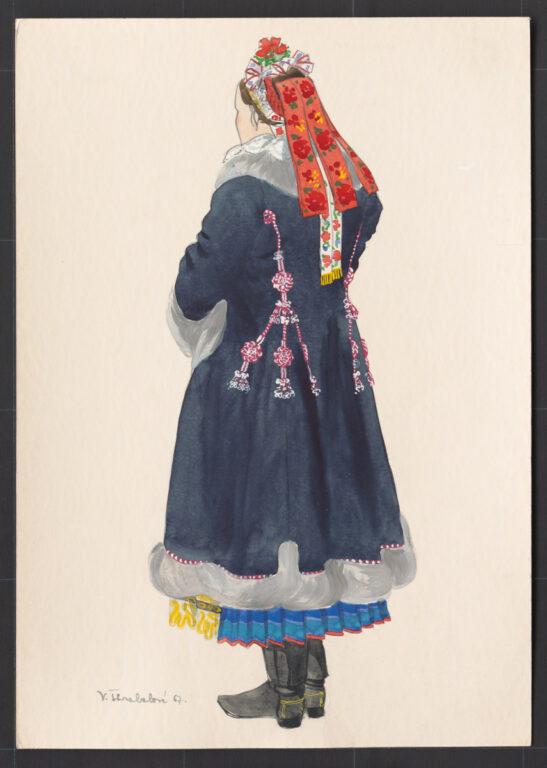 Kresba – odev mladuchy na sobáš v zime