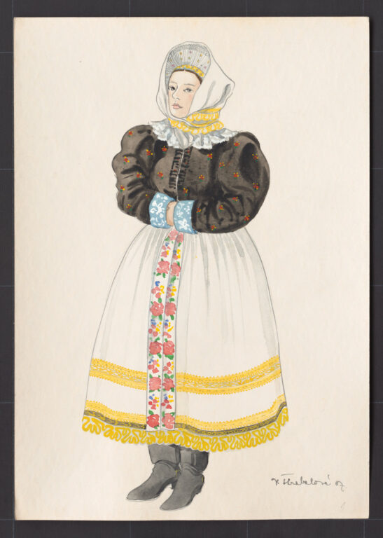 Kresba – odev ženský slávnostný zimný