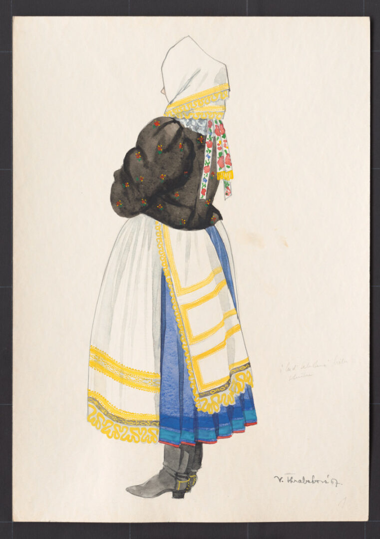 Kresba – odev ženský slávnostný zimný