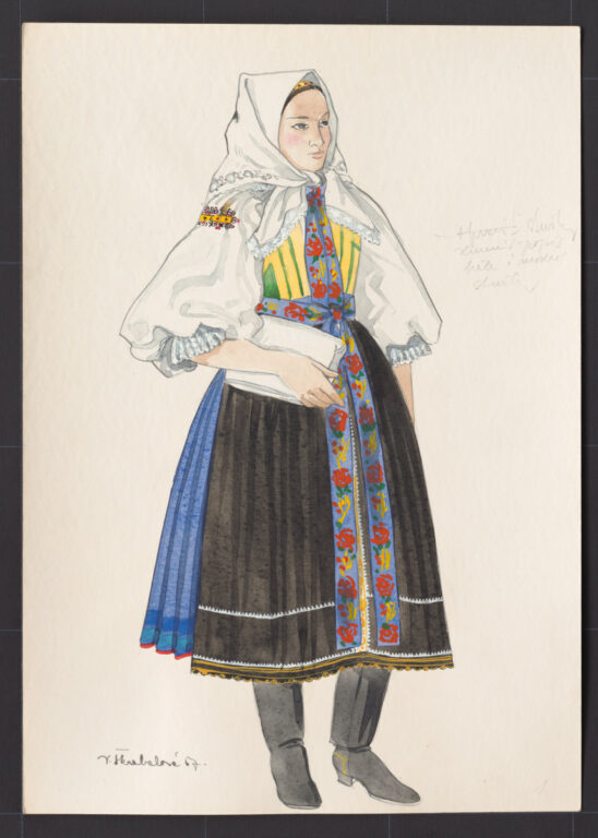 Kresba – odev slávnostný pre staršiu ženu