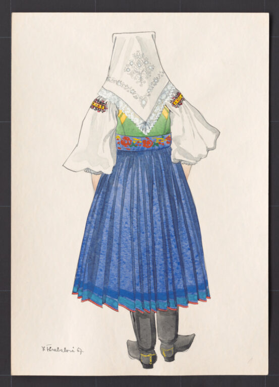 Kresba – odev slávnostný pre staršiu ženu