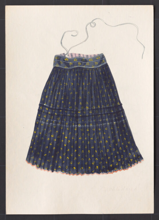 Kresba – sukňa modrotlačová