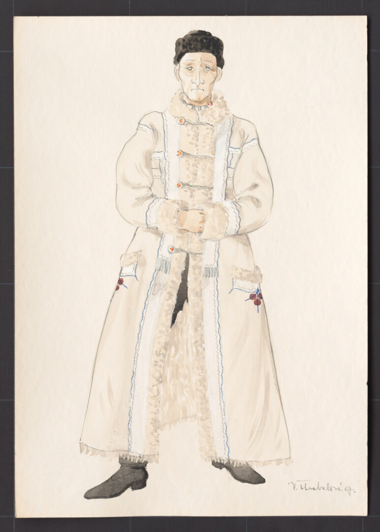 Kresba – muž v kožuchu