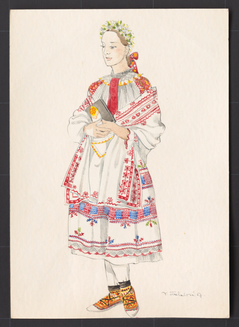 Kresba – odev mladuchy na sobáš