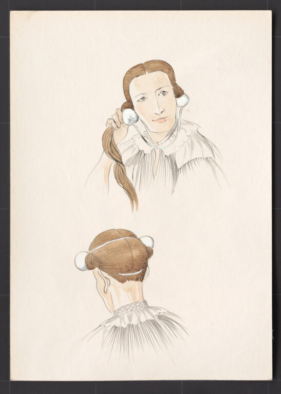 Kresba – účes ženský – postup česania – pokračovanie