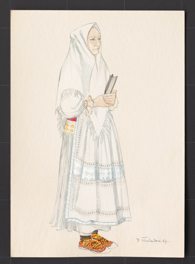 Kresba – odev ženský sviatočný novší