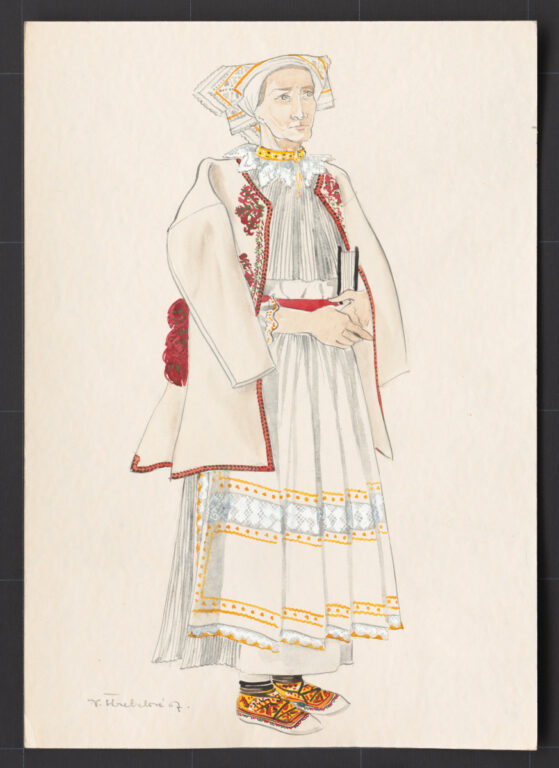 Kresba – odev ženský sviatočný zimný