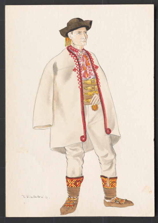 Kresba – muž v kabanici