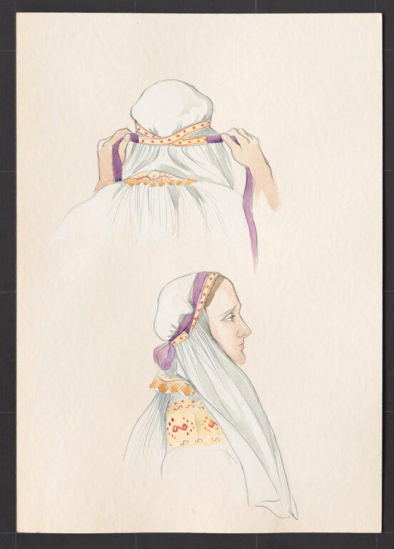 Kresba – prikrývka ženskej hlavy – úprava – pokračovanie