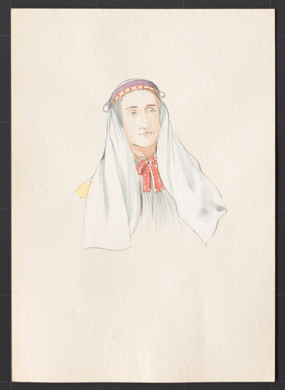 Kresba – prikrývka ženskej hlavy – úprava – pokračovanie