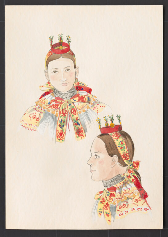 Kresba – úprava hlavy mladuchy na sobáš