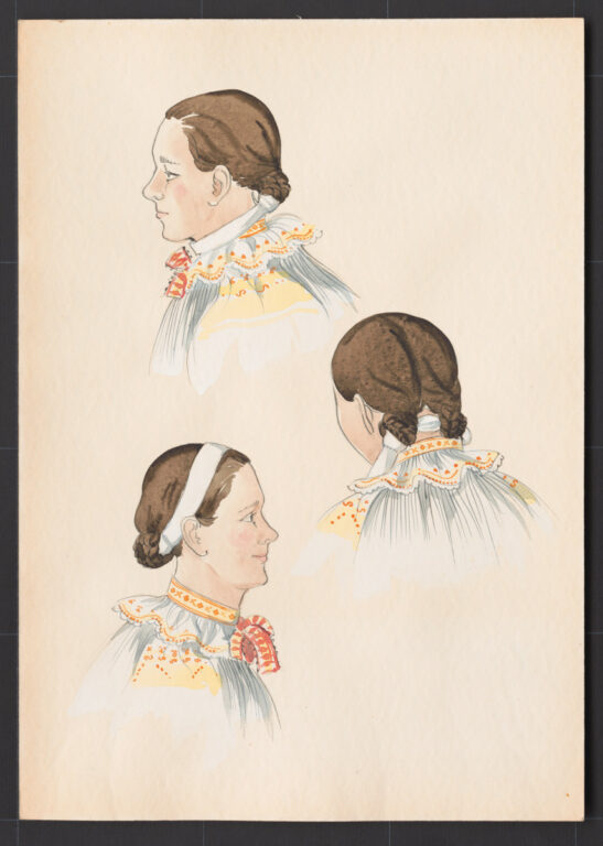 Kresba – účes ženský – postup česania – pokračovanie