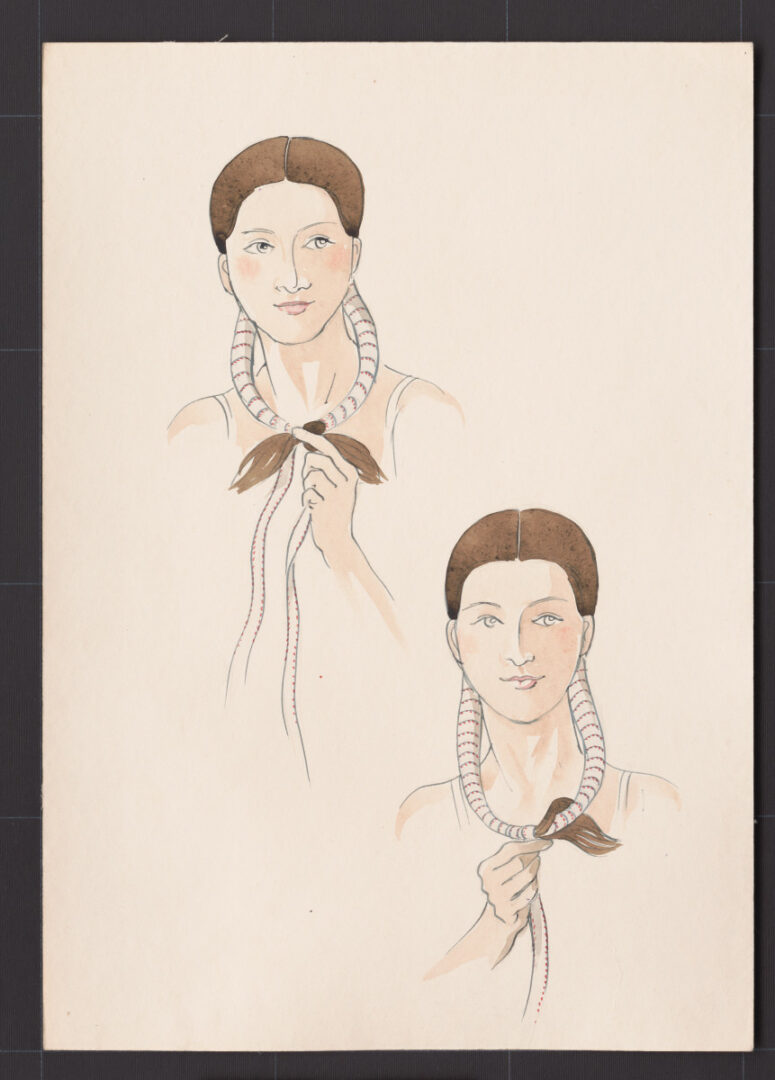 Kresba – účes ženský – postup česania – pokračovanie