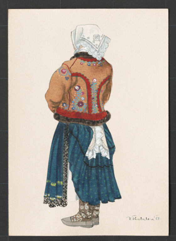 Kresba – žena v kožuchu