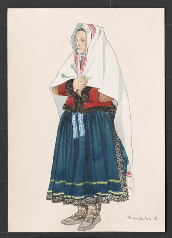 Kresba – žena v plachte