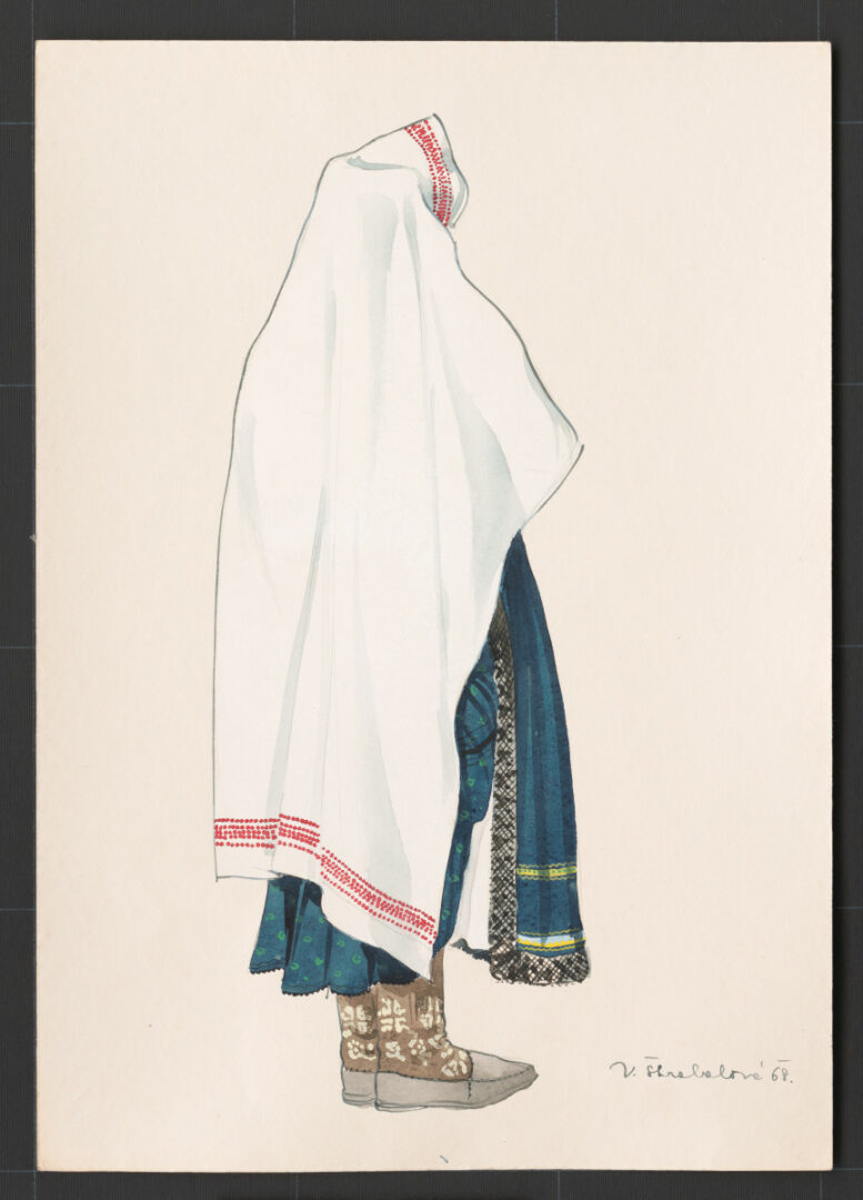 Kresba – žena v plachte