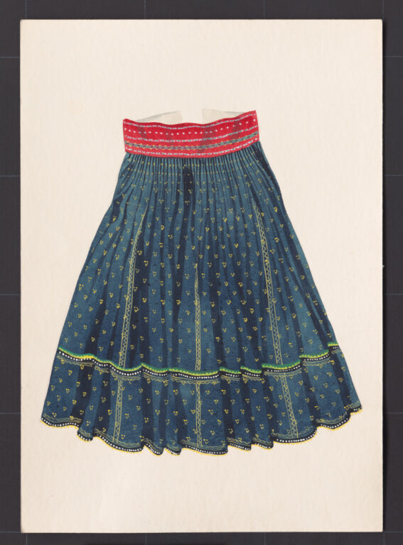 Kresba – sukňa modrotlačová