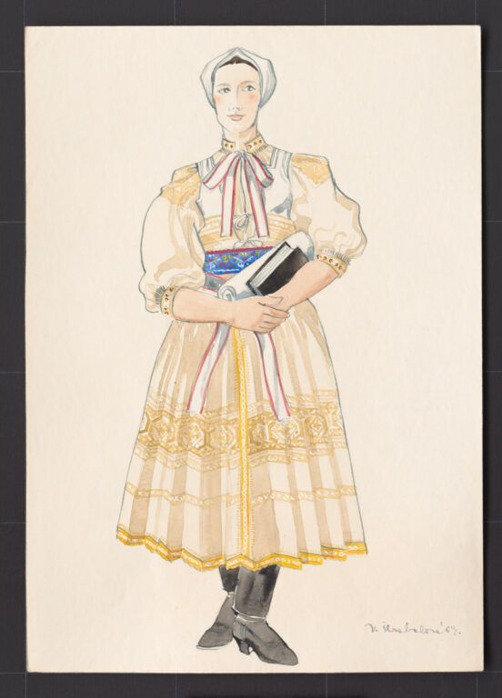 Kresba – odev ženský slávnostný starodávny