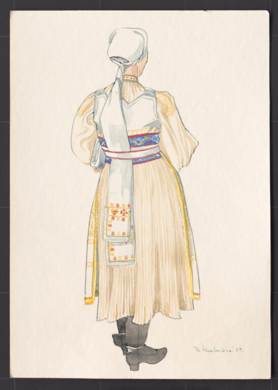 Kresba – odev ženský slávnostný starodávny