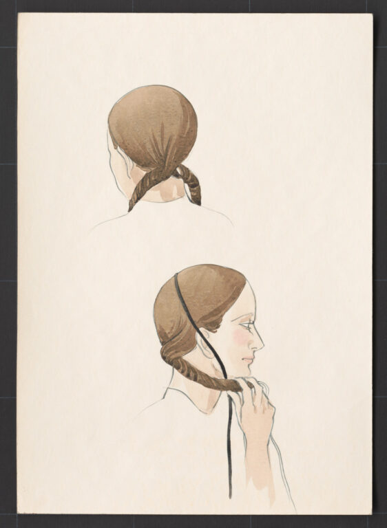 Kresba – účes ženský – postup česania – pokračovanie