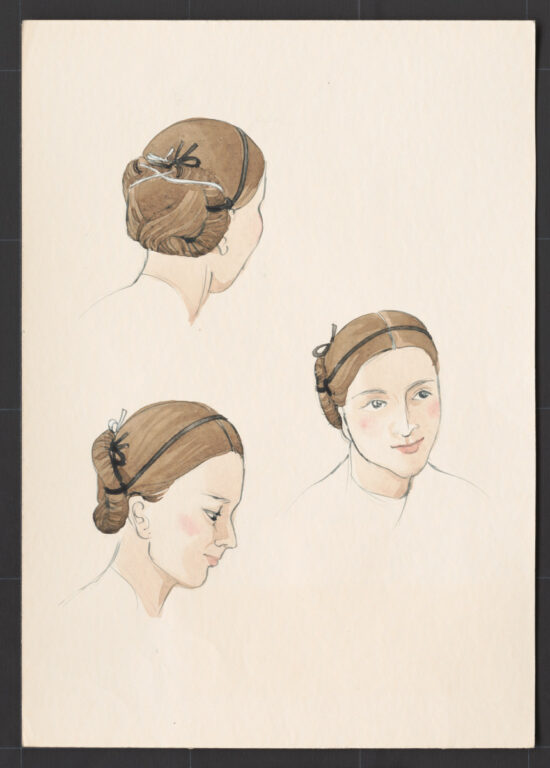 Kresba – účes ženský – postup česania – pokračovanie