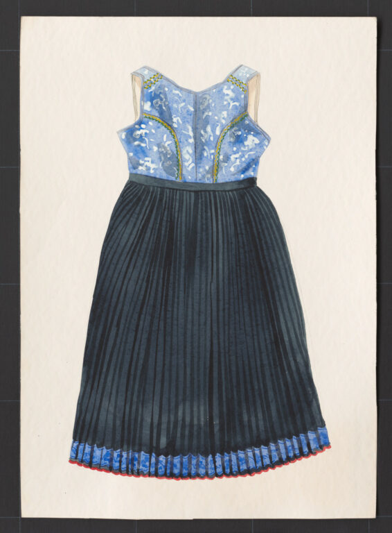 Kresba – sukňa so živôtikom – súkenná