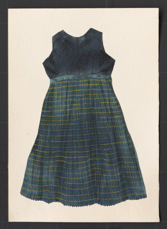 Kresba – sukňa so živôtikom – modrotlačová