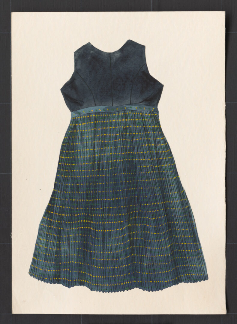 Kresba – sukňa so živôtikom – modrotlačová